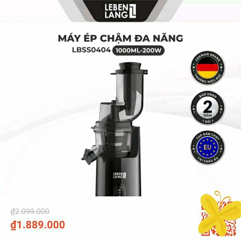 Máy ép chậm LEBELANG LBSD0404 Đức, công suất lớn 200W, bảo hành tận 24 tháng