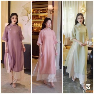 🥰 Áo dài truyền thống dự tiệc áo dài cánh tân 4 tà tay phối organza bồng cách điệu đẹp nhẹ nhàng chuẩn hình ảnh 100%.