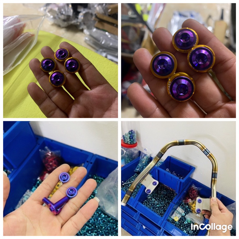 Combo 4 Titanium +Long Đen Kitaco Lắp Tay Sách Wave 50/100/110 Cực Chất.