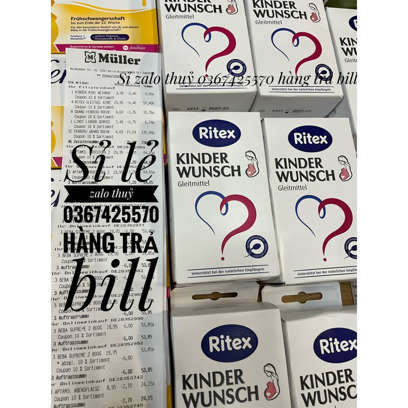 (Date 2027 hàng pick bill) Gel hỗ trợ thụ thai Ritex Kinderwunsch Gleitmittel hộp 8 ống