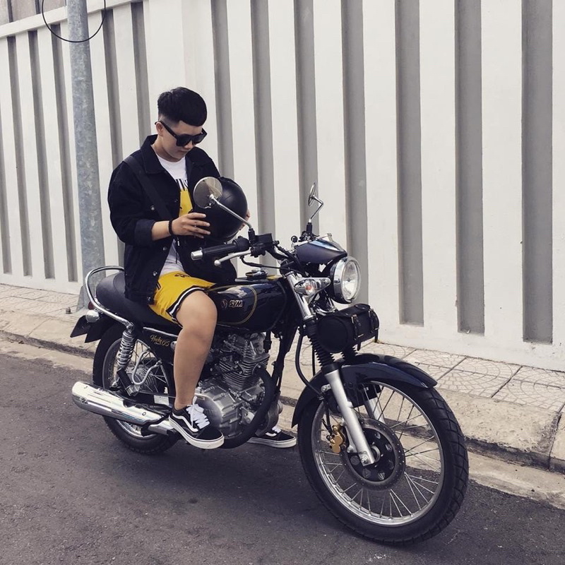 Túi da trống tròn treo xe máy, Túi da treo xe máy