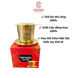 Phin pha cà phê đồng thủ công hoạ tiết chùa một cột