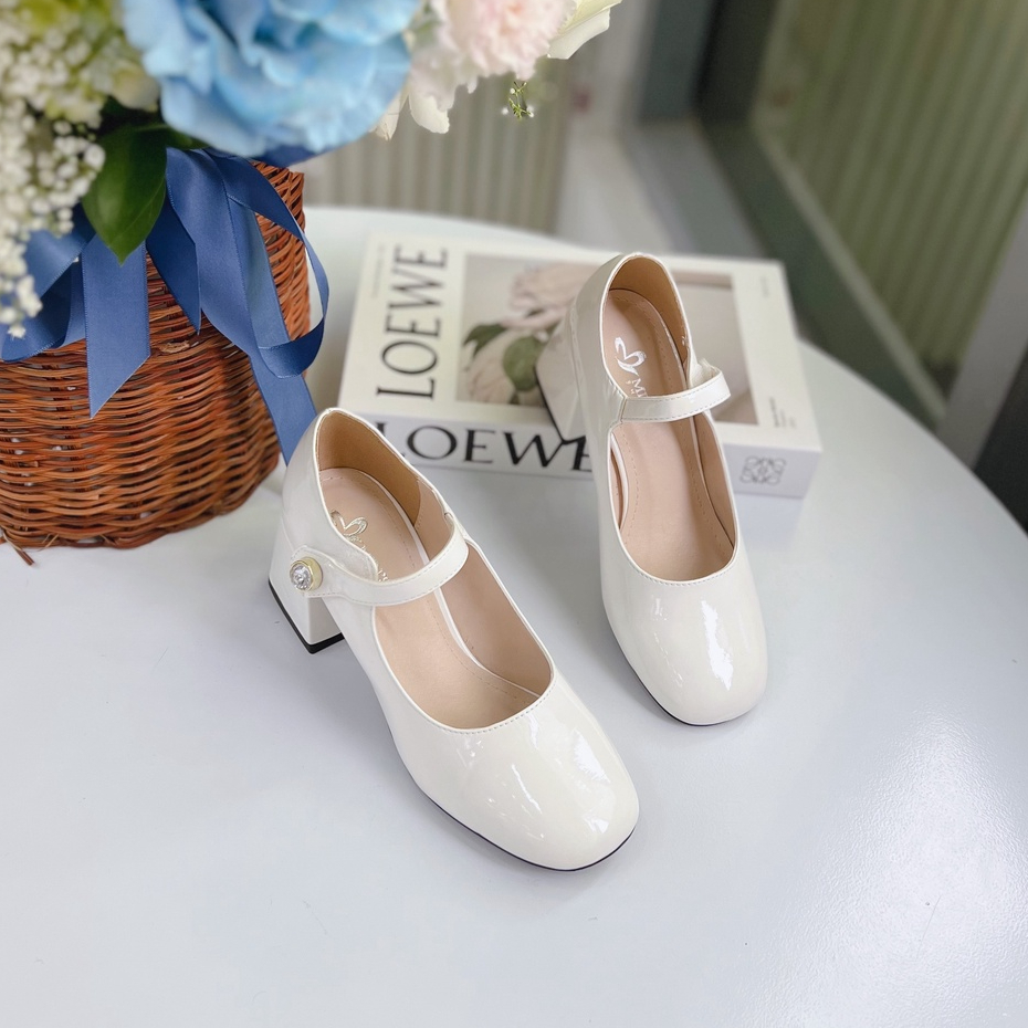 Min's Shoes - Giày Mary Jane Gót Vuông Da Bóng Cao Cấp V261