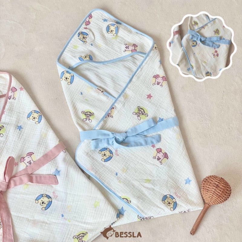 Khăn Choàng Ủ Cho Bé Sơ Sinh Bessla 4 Lớp Mềm Mại Thoáng Khí