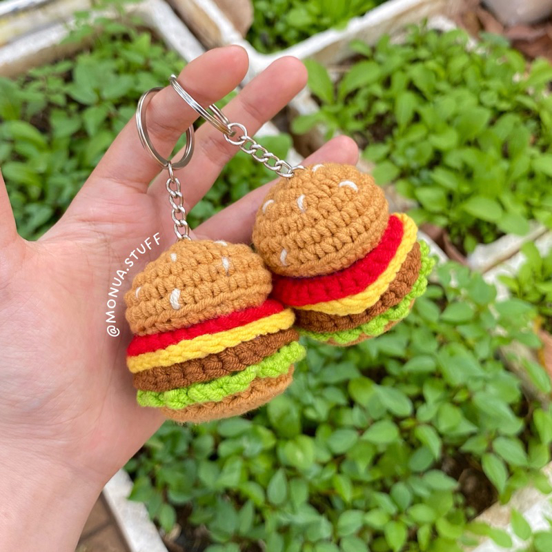 Móc Khoá Hamburger 🍔🍟 Len Móc Thủ Công || Monua.stuff