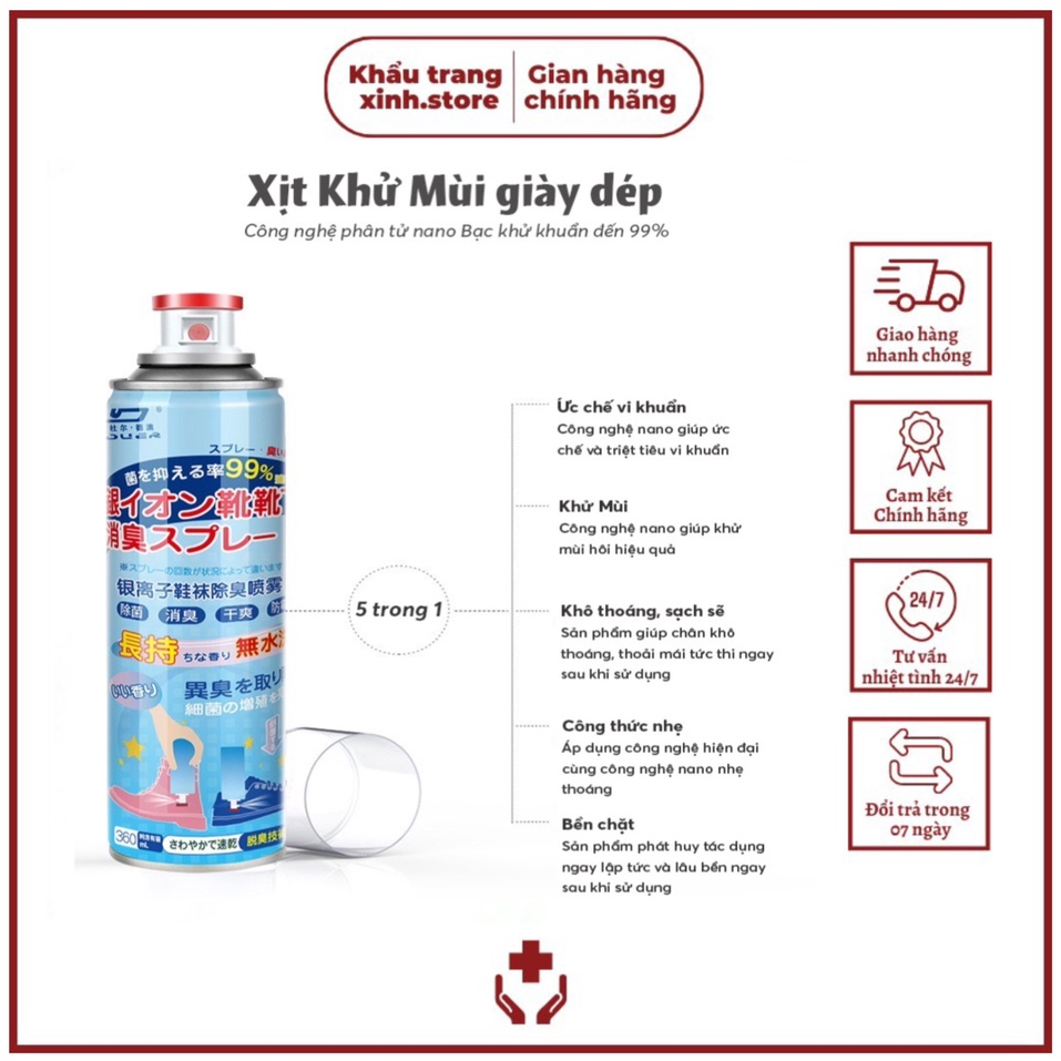Bình Xịt Khử Mùi Hôi Giày Dép Nano Bạc Khử Mùi Hôi Chân Cao Cấp