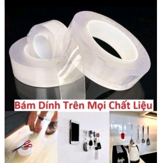 Băng keo 2 mặt siêu dính NANO 3M ĐỘ DÀY VƯỢT TRỘI dày 2mm( 3cmx2m)