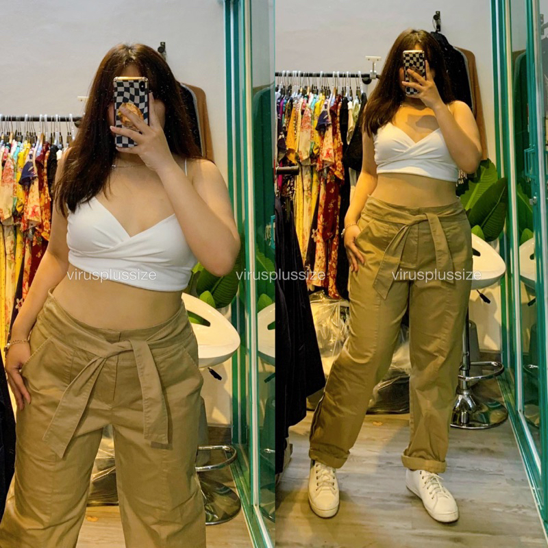 [virusplussize]áo croptop bigsize đắp chéo aero