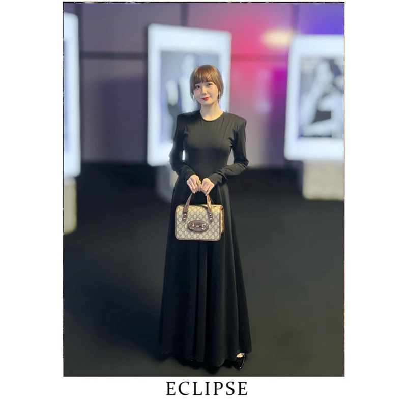 Váy Đôn Vai Dài Tay Ly Thân Xòe Đen Eclipse Clothing