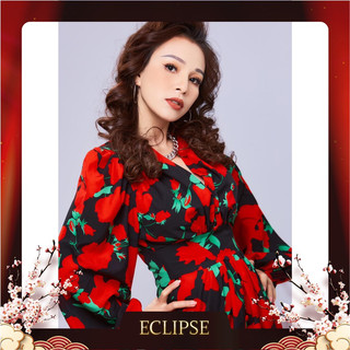 Váy In Hoa Hồng Xẻ Tà Eclipse Clothing