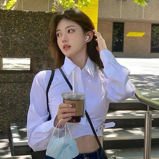 Áo sơ mi dài tay HAGA áo sơ mi croptop SM3L75