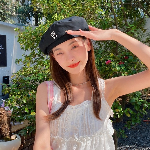 Mộc®Mũ beret gió thêu chữ mềm mại nữ tính dễ thương phong cách Hàn