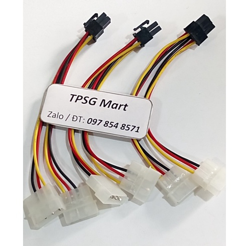 Cáp chuyển nguồn 2 đầu ATA (Molex IDE - 4 Pin) ra 6 Pin cho VGA - Card màn hình