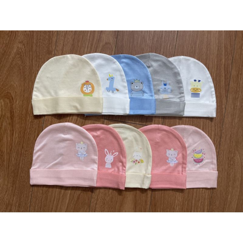 Set 3 mũ sơ sinh mỏng cho bé, mũ thun lạnh