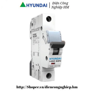 Aptomat mcb 1 pha hgd63n hyundai dòng 6a~63a chính hãng, át tô mát tép cầu dao điện mcb 1p