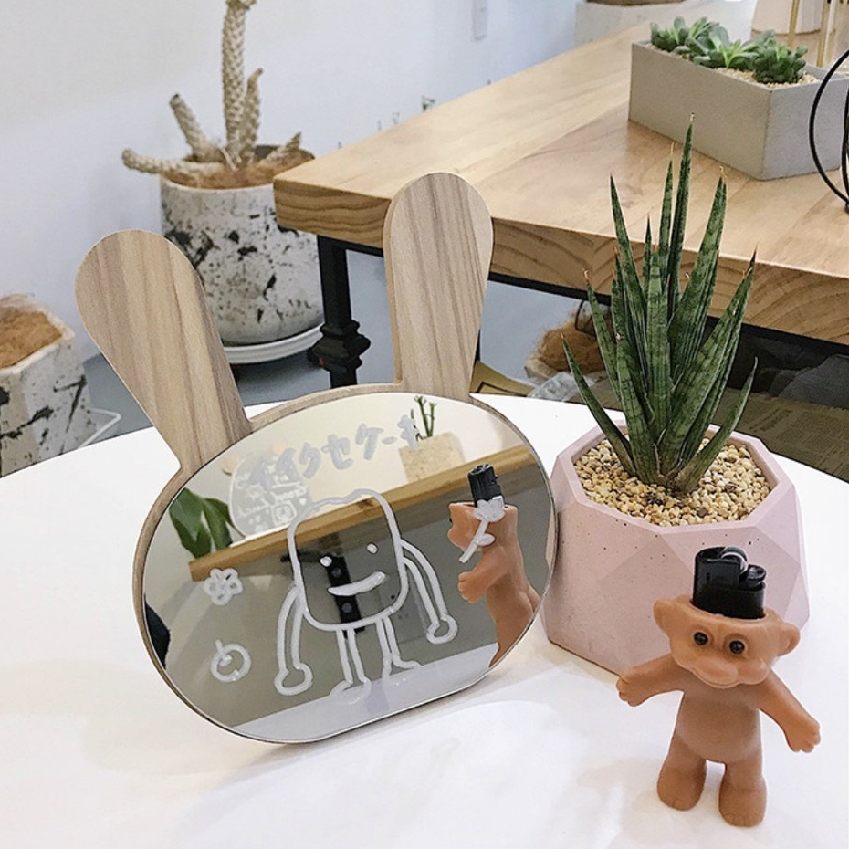 Gương để bàn trang điểm bằng gỗ tai gấu ,tai thỏ