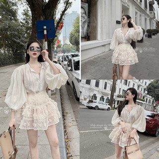 Set Áo Sơmi Mix Chân Váy Bông