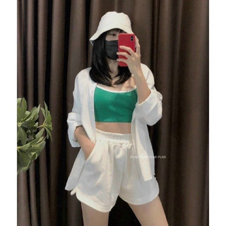 Sét bộ áo sơ mi mix quần chun 3 chi tiet siêu đẹp