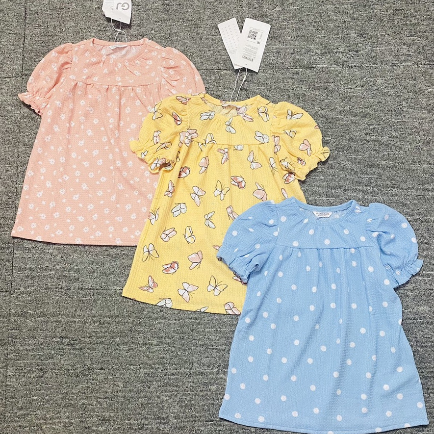 P245 Đầm ngắn tay thun xốp bé gái siêu mềm, rất mịn cho da bé, hàng VNXK xuất Nga dư xịn