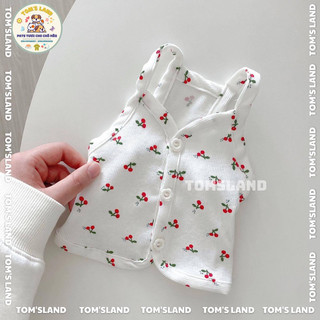Áo 2 dây thun gân cherry mùa hè cho chó mèo - áo 2 dây hoạ tiết cherry cho thú cưng - co giãn, mềm mại, thoáng mát