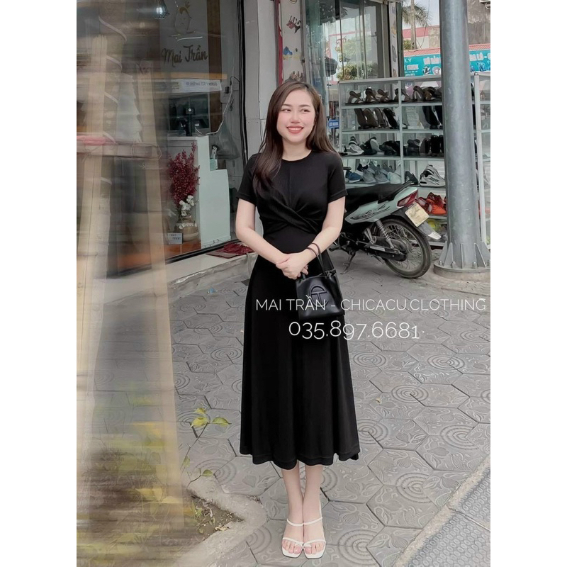 Váy Xoắn Ngực Dáng Dài Xoè Siêu Đẹp Chất Tăm Mịn B120