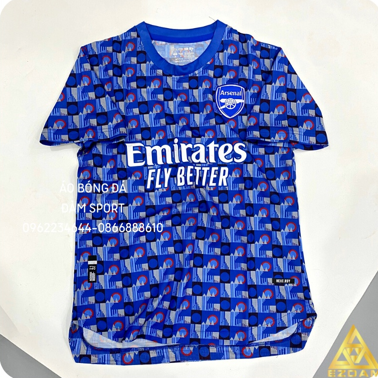 Bộ Quần Áo Bóng Đá Arsenal 2022 Màu Xanh Dương, Áo Arsenal Vải Mè Thái Cao Cấp