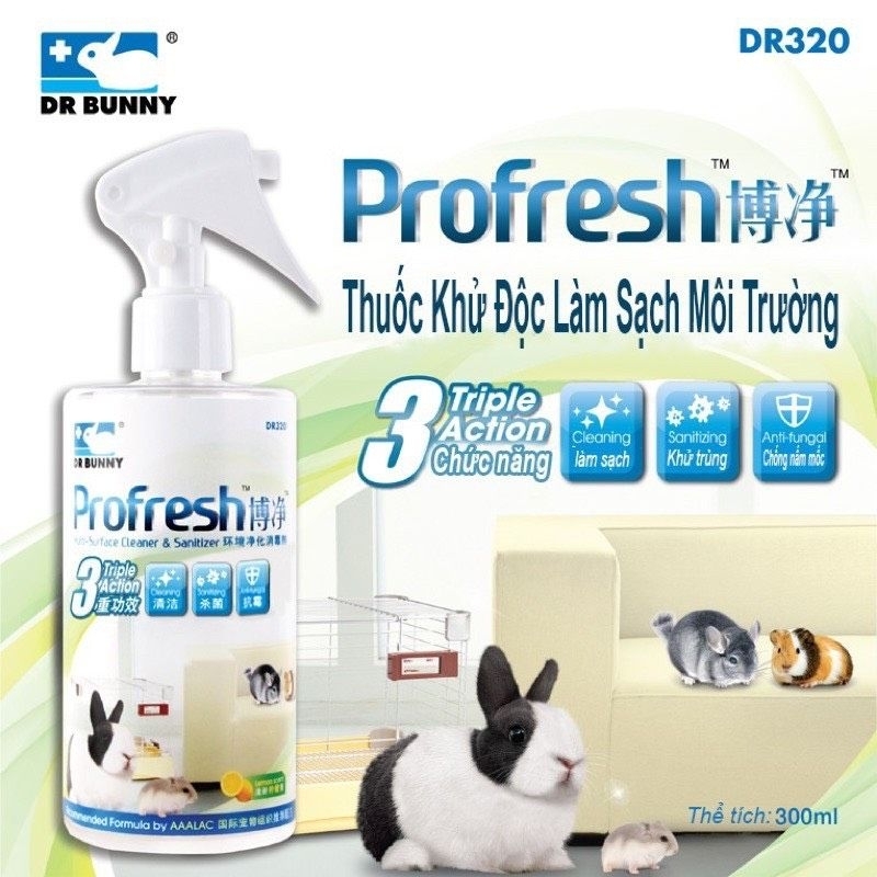 Xịt khử mùi hôi nước tiểu ,khử khuẩn dr bunny cho thỏ - bọ -hamter - sóc - nhím - thú cưng