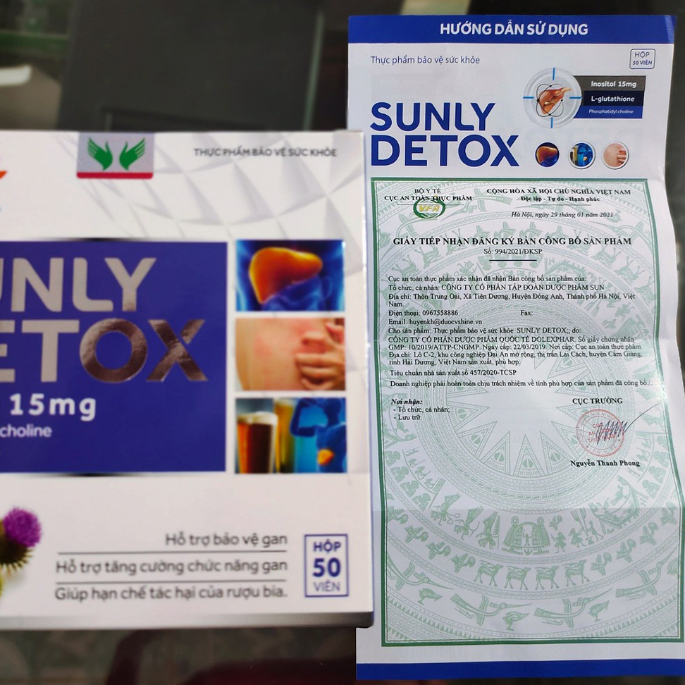 Viên Uống Bổ Gan SUNLY DETOX - Hộp 60 viên. Tăng cường thải độc Gan, Giảm viêm gan, xơ gan, men gan cao, mẩn ngứa