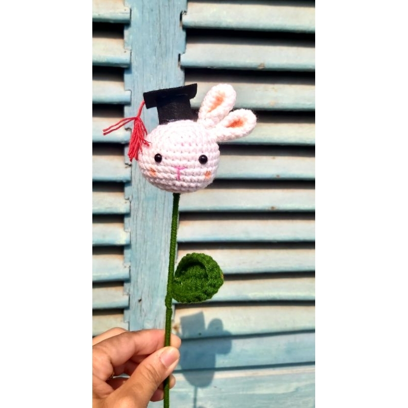 Cành hoa len thú tốt nghiệp + gấu, heo, thỏ, cừu, voi hàng sẵn