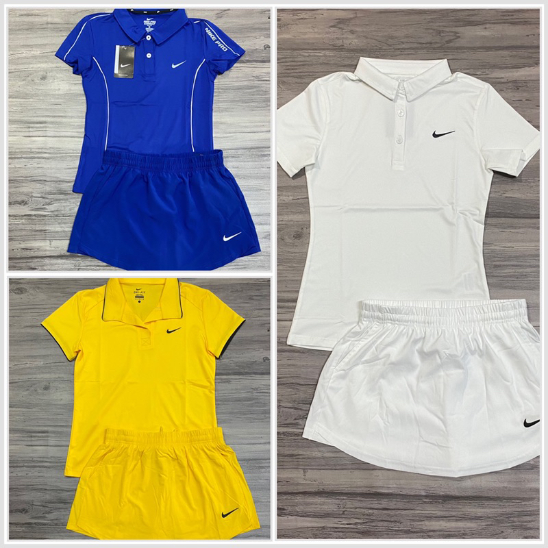 Sét thể thao áo có cổ và quần đùi giả váy( mặt trước váy mặt sau quần), tennis, cầu lông, bóng chuyền