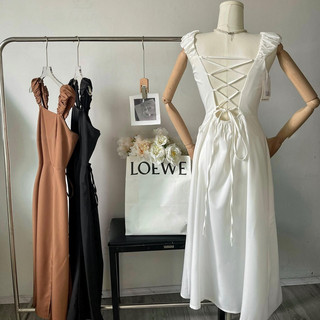 Váy maxi xẻ chân đan dây lưng