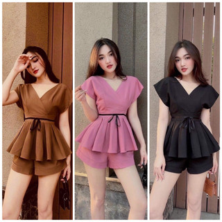 Set bộ peplum kéo khoá sau tiểu thư sang chảnh dạo phố