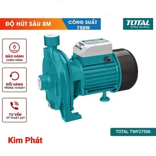 Máy bơm nước 750w total twp27506 motor dây đồng, chiều cao bơm tối đa 30m, lưu lượng tối đa 60 lít/ph