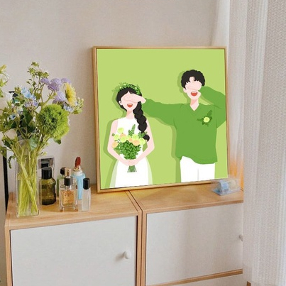 Tranh Tô Màu Sơn Dầu Cặp Đôi 30x30cm Qùa Tặng Bạn Trai Bạn Gái Ngọt Ngào Gắn Kết Treo Tường Phòng Khách Phòng Ngủ