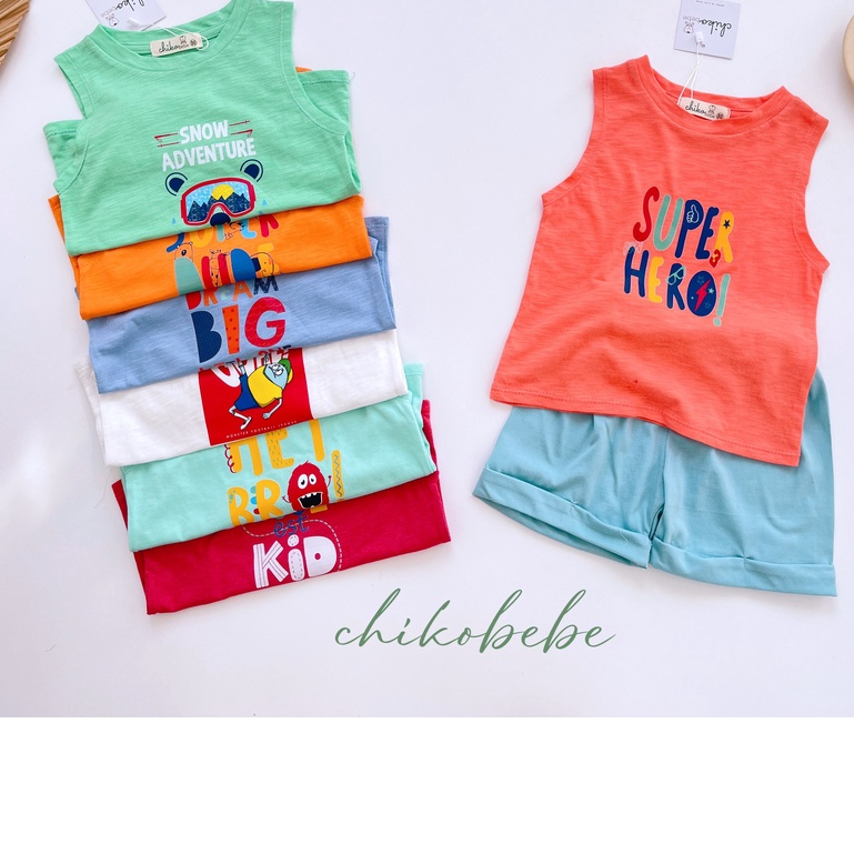 Set Bé Trai Xác Nách Thun Cotton Siêu Kute BT2 [ Form Rộng]