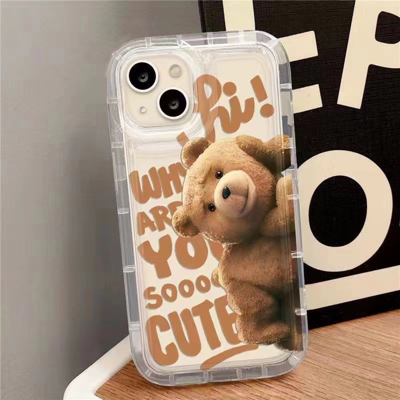 Ốp Điện Thoại TPU trong gân in hình tedy Silicone Mềm Trong Suốt Chống Sốc Cho IPhone 1411 12 Pro XS Max X XR 7 8 Plus