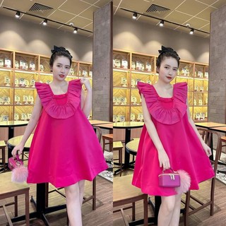 Đầm babydoll nơ cổ bèo dáng xoè xinh xắn a28