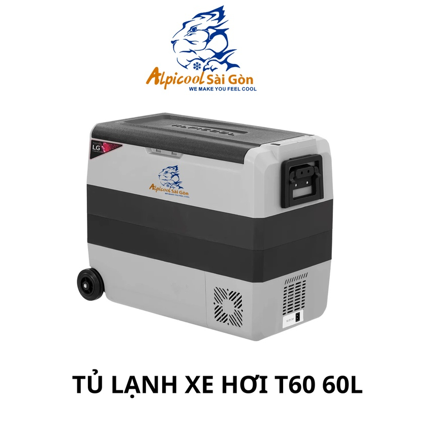 Tủ lạnh xe hơi T60 60L Alpicool Sài Gòn Chính Hãng, 2 ngăn riêng biệt ,làm đá làm đông -20 độ C siêu nhanh