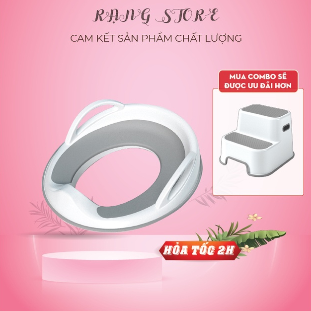 Bệ thu nhỏ bồn cầu cho bé ngồi trên toilet đi vệ sinh tự lập Numbabys cao cấp, chống trơn trượt, thoáng mát có tay nắm
