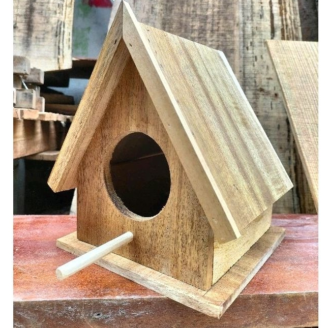 Tổ chim gỗ trang trí aviary , tổ tránh gió trú rét, tổ chim gỗ đẻ cho chim cảnh nhỏ kích thước 21×18×18cm