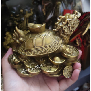 Long Quy cõng vàng long quy đầu rồng cõng con, như ý phong thủy bằng đồng vàng giá sỉ