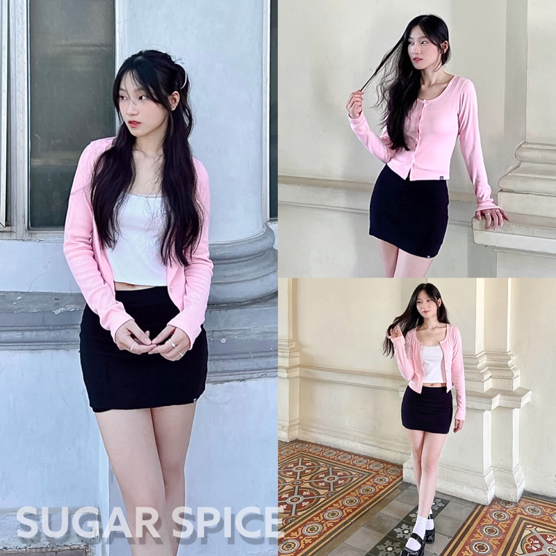 Áo Cardigan Tay Dài, Áo Khoác Tay Dài Cài Cúc Màu Hồng SUGAR SPICE - Belle Top HỒNG | BigBuy360 - bigbuy360.vn