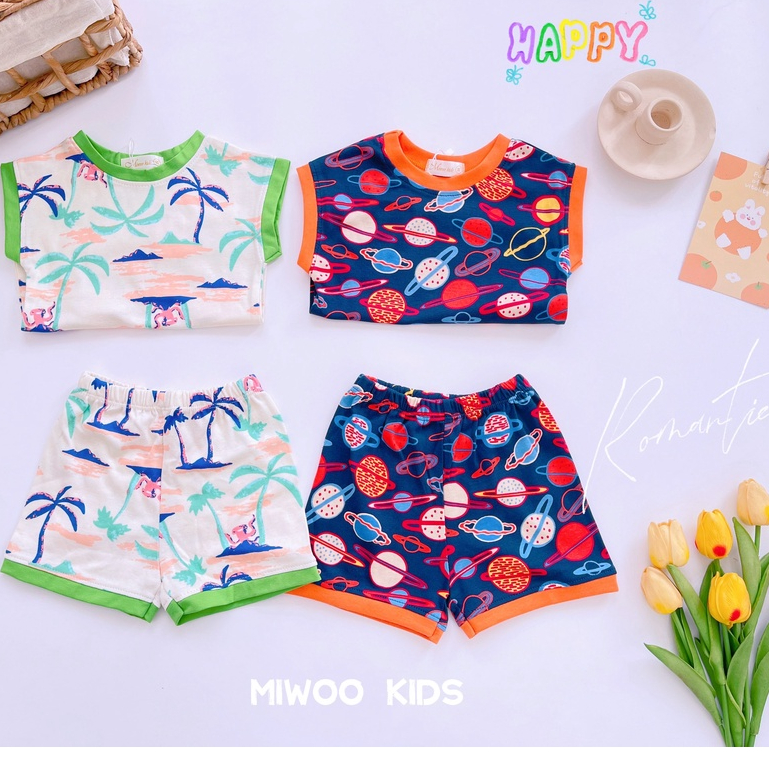 Bộ Bé Trai Sát Nách Quần Đùi Thun Bozip Của Miwoo Kids