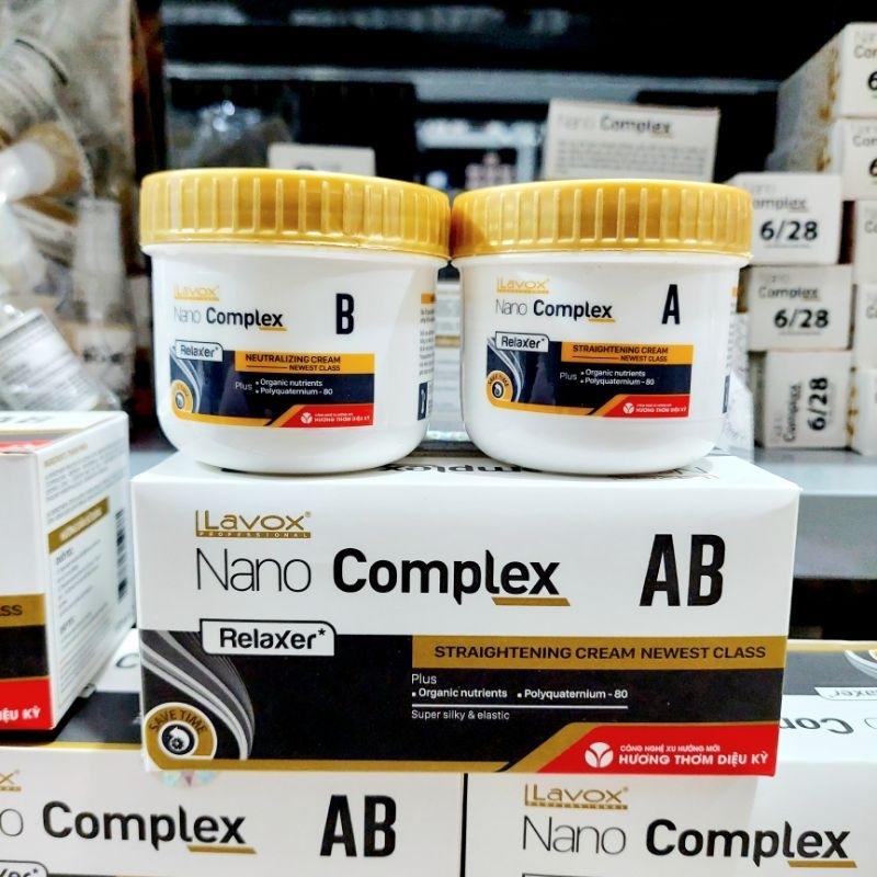 Kem duỗi tóc nhỏ tại nhà Lavox NaNo complex AB 150mlx2 siêu mềm mượt  công nghệ duỗi phủ bóng hàng chính hãng công ty.