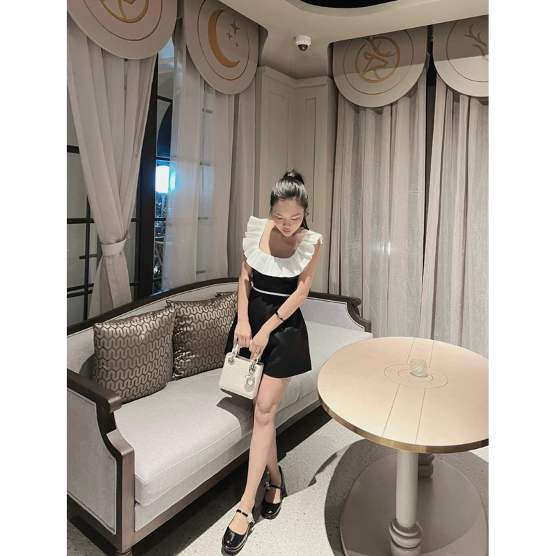 Set bộ jumsuit nữ bèo xếp ly TABISHOP Bộ đồ bay quần giả váy đen trắng dễ thương sang chảnh đi chơi đi dự tiệc | BigBuy360 - bigbuy360.vn