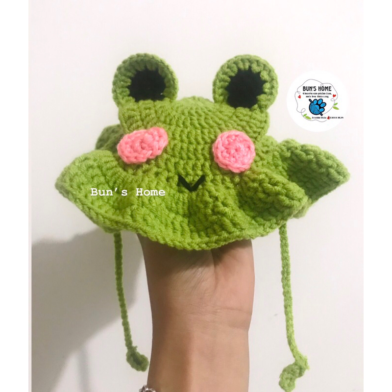 Hình thật - Mũ Len con ếch Cho Thú Cưng chó mèo Size M ( 3-5kg)