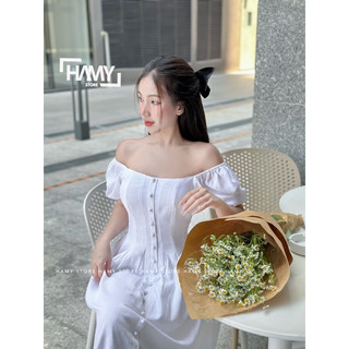 Đầm Tay Phồng Nút Tiểu Thư
