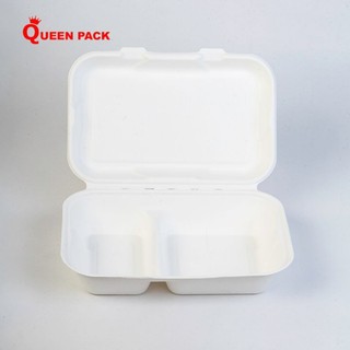 Hộp đựng cơm , thức ăn 2 ngăn chất liệu bã mía ( Giá 10 cái)