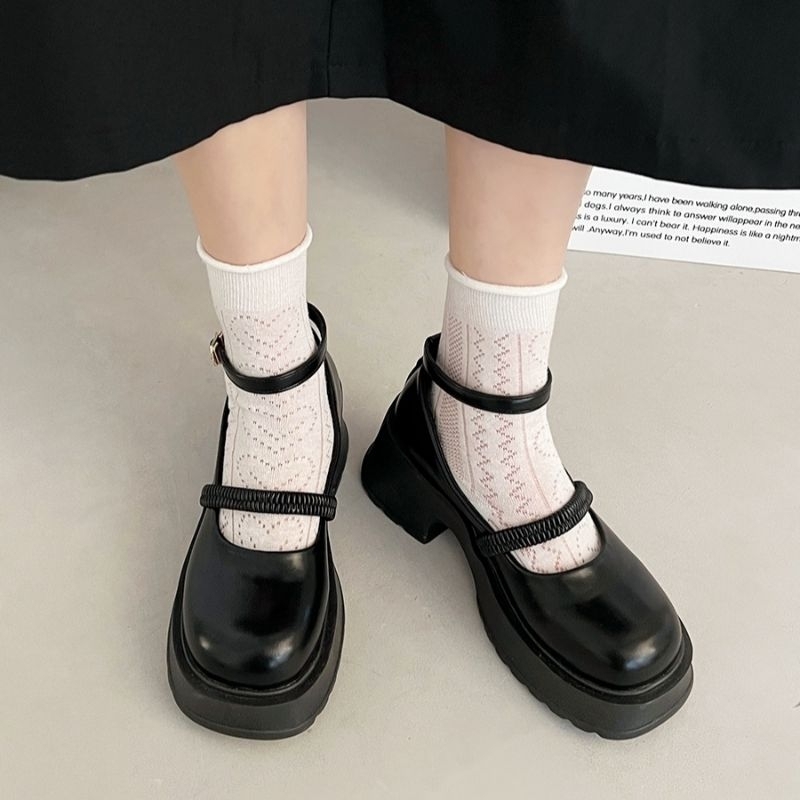 Giày Búp Bê Ulzzang Nữ Quai Nơ + Hạt ngọc Đế sóng 6 phân CỰC XINH!!!