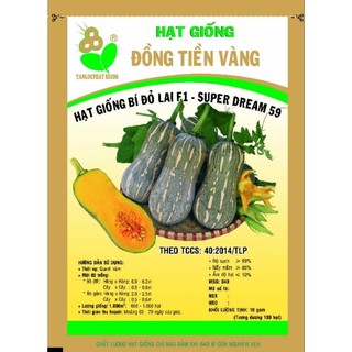 10 gói hạt giống bí đỏ superdream 59 đồng tiền vàng 11gr
